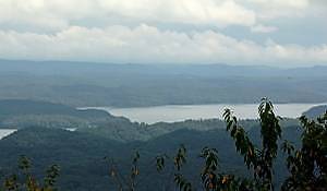 House Boat On Lake Near Smokey Mountains