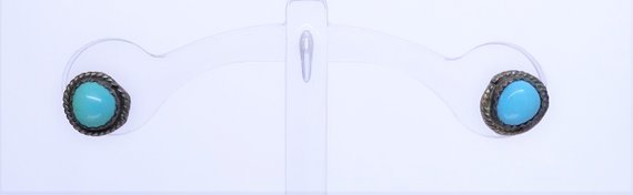 Vintage Silver Turquoise Boho Stud Earrings, Small Post Snake Eye Earrings