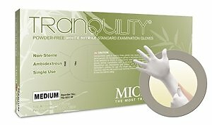 Microflex TQ-601-S Tranquility Powder-Free, White Exam Gloves, S, Nitrile (Pa...