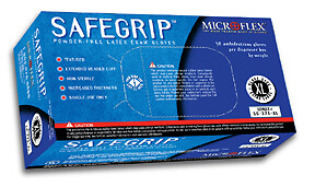 SafeGrip Powder-Free Latex Examination Gloves, Blue, XL