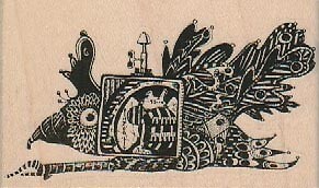 Steampunk Bird X-Ray 3 x 1 3/4'' Rubber Stamp, Bird Stamp, Bird Lover Stamp