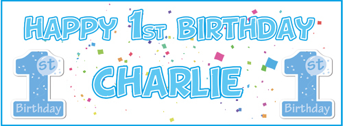 2 Personalised Happy 1st Birthday Banners Boy Or