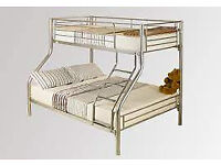 **SAME DAY CASH ON DELIVERY** TOP SINGLE BOTTOM DOUBLE TRIO METAL BUNK BED & MATTRESS