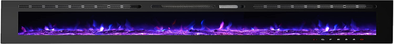 Electric Fireplaces-60 Inch-Recessed and Wall Mounted Fireplace- Insert Heater L