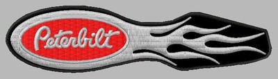 PETERBILT EMBROIDERED PATCH IRON/SEW ON 5-1/4'' x 1-1/4'' FLAMES TRUCKS BIG RIG