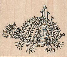 Steampunk Turtle 2 1/2 x 2'' Rubber Stamp, Steampunk Stamp, Victorian Stamp