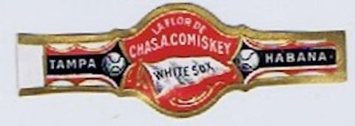 La Flor de Chas. A. Comiskey White Sox Tampa baseball player   cigar band CB2