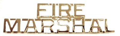 Fire Marshal Collar Pin Set Cut Out Letters Nickel Fire Dept Police Rank 2225