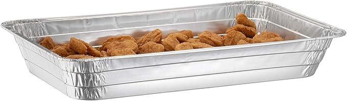 Full Size Deep Aluminum Pans with Aluminum Lids Disposable Trays Steam Buffet