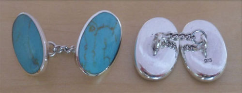 Gemelos de plata de ley Turquesa para hombres