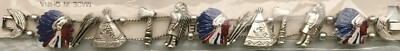 Native American Indian Slide Charm Bracelet New Vintage Silver Colorful Charms