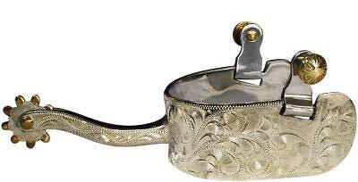 Showman Stainless Steel Show Spurs w/ Engraved Silver Overlay