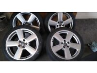 Audi A4 alloy wheels and tyres, good tyres 