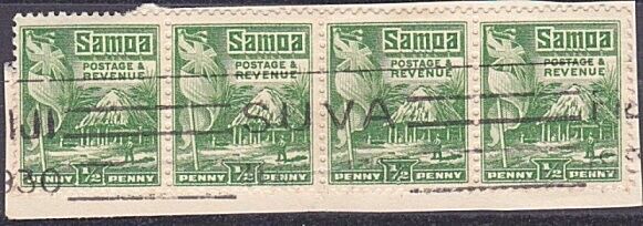 SAMOA USED IN FIJI 1930 ½d Huts on piece - SUVA machine cancel..............8648