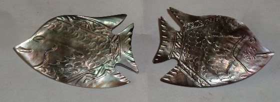 Vintage Carved Abalone Fish Pin Brooch, 2 Available
