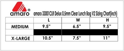 Delux 0.5mm Clear Lunch Bag For Adult V2 With Removable Insert Black Trimxl