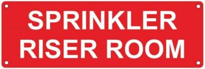 Sprinkler Riser Room Sign(Aluminium, Reflective Signs, RED 4x12)