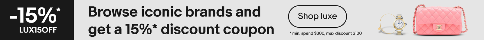 Explore the categories, enter LUX15OFF and save!