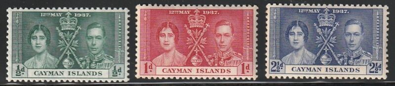 Cayman Is.    1937    Sc # 97-99    Coronation Issue    MNH    OG