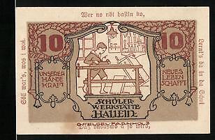 Notgeld Hallein 1920, 10 Heller, Die Schülerwerkstätte 