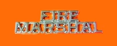 Fire Marshal Collar Pin Set Cut Out Letters Nickel Fire Dept Police Rank 2225