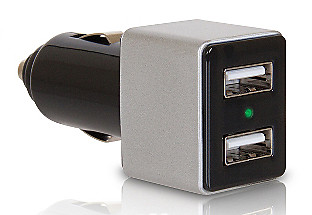 Mini dual KFZ USB Adapter bis zu 1A 1000mA Output 2 USB Ports Ladeadapter