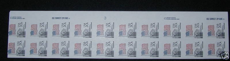 Dc: Scott #1894a  Imperf Plate Number Strip / 20, Mnh