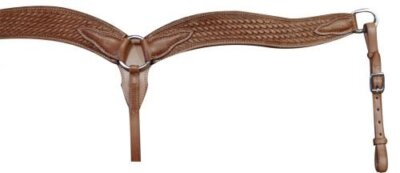 Showman 2'' Wide Leather Contoured Breast Collar w/ Basketweave Tooling