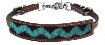 Showman Leather Wither Strap w/ Teal & Black Zig Zag Beaded Design