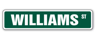 WILLIAMS Street Sign Childrens Name Room Metal Sign Decal