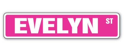 EVELYN Street Sign Childrens Name Room Metal Sign Decal
