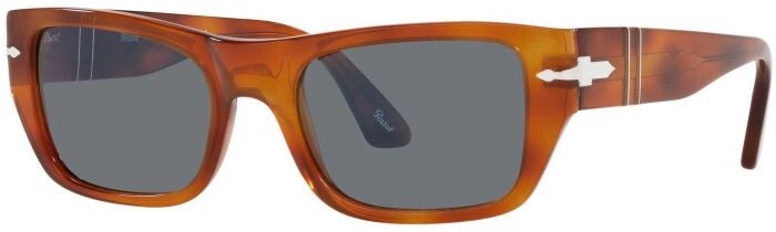 Pre-owned Persol Rectangle Terra Di Siena Crystal Light Blue Sunglasses Po3268s 96/56 In Crystal Light Blue Non Polarized Mineral Glass