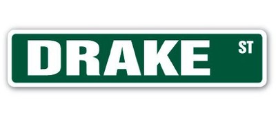 DRAKE Street Sign Childrens Name Room Sign | Indoor/Outdoor | 24'' Wide Plasti...