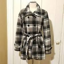 Ike Behar Womens Double Breasted Fleece Belted Jacket