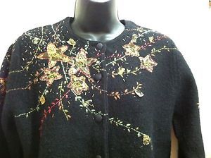 Her lip to Bristol Tweed Knit Cardigan, Size S White Gray Women