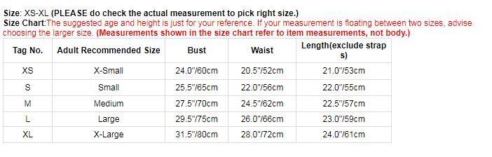 Dance Costume Size Chart