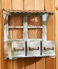 Rustic Wooden Wall Planters Indoor Outdoor Storage 3 Compartments Bathroom Patio