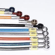 BLUE GSXR750 T-W 96-98 HEL BRAIDED BRAKE HOSE 2 LINE FRONT RACE SETUP