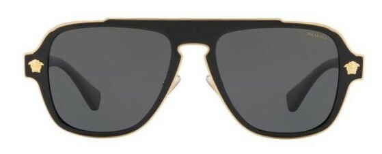 Pre-owned Versace Ve2199 100281 Black-gold/gray Polarized Men's Sunglasses