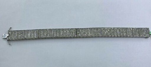 Pre-owned Online0369 6.5 Ct Rd Cubic Zirconia Mens Tennis Link Bracelet White Gold Plated Silver