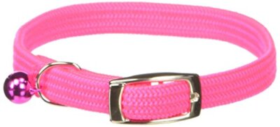 Kool Kat Elastic Cat Safety Collar with Bell 12'' Neon Pink