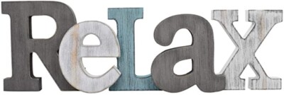 Rustic Wood Relax Sign for Home Decor, Decorative Wooden Cutout Word Decor 