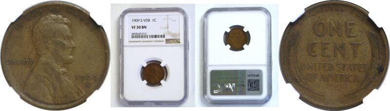 1909-S VDB 1C Lincoln Cent NGC VF-30