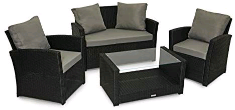 Rattan Black Garden Outdoor/Indoor Sofa Set Furniture | in ... Rattan Black Garden Outdoor/Indoor Sofa Set Furniture | in ... on Black Garden Sofa Set id=59909