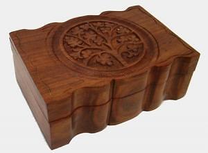 Tree Of Life Hand Carved Wood Box 4'' x 6'' Inch Jewelery Trinket Free Shipping