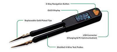 LCR Research Pro1-100KHz LCR Meter/ESR Meter/Smart SMD Tweezers/with Spare Test