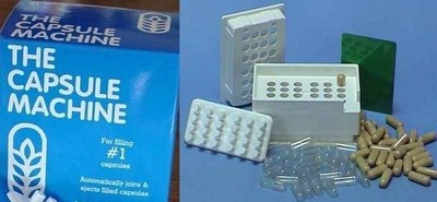 empty gelitan capsulres and The Capsule machine and 250   gel capsuels size " 1"