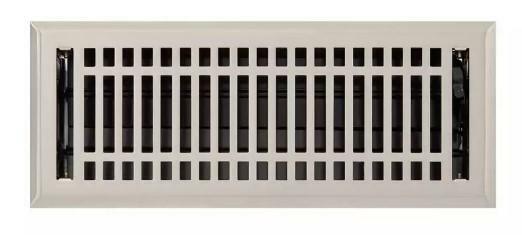 Signature Hardware Contemporary Steel Floor Register 4x10 Brushed Nickel
