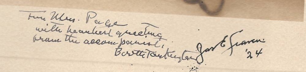 Booth Tarkington Signed Photo 1924 / Author Autographed