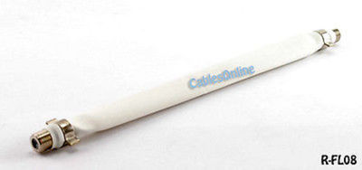 8-inch F-Connector Coaxial Flat Jumper/Coupler Cable, White, CablesOnline R-FL08